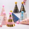 Chapeaux de fête 10pcs Joyeux Anniversaire Cône En Papier Avec Pom Poms Casquettes Enfants Jeux Déguisements Décorations