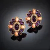Stud Gorgeous Flower Crystal Coral Color Stone Earring Studs Charms Accessories Dark Blue Ornament Female Large Earrings Z5X5692852347