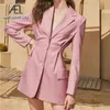 AEL femmes long blazer rose élégant taille mince minirobe année fête printemps vêtements pour femmes 211122