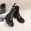 2021 Vinter Tjock Soled High Heeled Short Boots Kalv Läder i två färger med västra skor Storlek 35-40