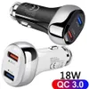 Universal 18W QC3.0 Fast Cell Phone Chargers Dual Usb Car Charger Adapter For Iphone 11 12 Samsung s10 s20 note 10 htc android phone gps pc