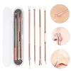 4 Pcs/set Rose gold Stainless Steel Blackhead Remover Tool Kit Face Massage Whitehead Pimple Spot Acne Extractor free DHL