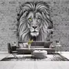 Bakgrundsbilder Anpassade foto Bakgrund Modern svartvitt lejon Mural Kids Wall Painting Creative 3D Wallpaper