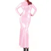 Casual Dresses Sexy Latex Gown Långärmad Gummi Klänning Faux Läder PVC Party Club Slim Fashion Bag Hip Fishtail Outfits