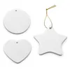 3 inch Round Circle Star Heart Shaped Hanging Ornaments Custom Sublimation Blank Ceramic Flat Christmas Ornament DH971