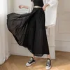 Surmiitro wide poot lange geplooide rok broek vrouwen zomer koreaanse stijl chiffon hoge taille enkel broek vrouw 210712