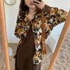 Lente vintage print shirt vrouwen blouses ol werk slijtage tops losse zwarte blouse shirts vrouwelijke casual blusas mujer 210421