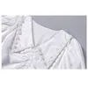 Loose Folds Women Tops Summer Chiffon Blouses Shirt Women's Clothing Flower Bead Elegant Korean fashion clothing 63A 210420
