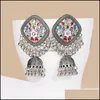 Dangle & Chandelier Earrings Jewelry Vintage Sier Alloy Oxidized Earring For Women Ethnic Flower Bohemian Tassel Jhumka Drop Delivery 2021 M