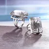 Authentic Sterling Silver 925 Ring Natural Crystal Party Midi Rings For Women Gemstone Elegant Fine Jewelry