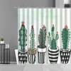 Zasłony prysznicowe rośliny tropikalne Kactus Zielony krajobraz Wodoodporny domowy dom łazienkowy