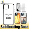 TPU PC Blank 2D Sublimatie Cases DIY Designer Warmteoverdracht Telefoonhoesje voor iPhone 15 14 13 12 Pro Max 11 XR XS 8 met aluminium inzetstukken izeso