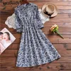 Mori Girl Sweet Corduroy Dress Korean Fashion Autumn Women Floral Printed es Female Long Sleeve Vestidos De Verano 210520