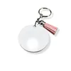 Sublimering akryl nyckelringdouble sidig vit blank hängande värme utskrift nyckelringar av hög kvalitet nyckelring med tofsels grossist A02