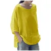 Designs t-shirt frauen Womens Casual Einfarbig Lose Baumwolle Leinen Medium Sleeve Große Sizecamisetas de mujer