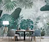 Fonds d'écran personnalisés Papel De Parede 3D, peintures murales de feuilles de plantes tropicales pour salon chambre fond de sable papier peint décoratif