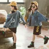 Mode Enfants Filles Jeans Manteaux Printemps Automne Enfants Coton Paillettes Vestes Enfant Bébé Fille Princesse Manteau Denim Vêtements 210622