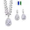 Silver Color Bridal Jewelry Sets Cubic Cyrkon Naszyjnik Ślubny i Kolczyki Luksusowa Kryształowa bransoletka mody,