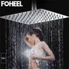 FOHEEL Square 16 inch 40cm*40cm Rainfall Shower Head Stainless Steel Polished Chrome Bathroom Square Rainfall Shower Heads 210724