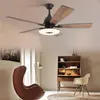 Ceiling Fans Nordic Retro Led Wooden Fan Light For Living Room Bedroom Restaurant Dimming Coloring Modern Indoor Creative Luminaire