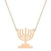 Pendant Necklaces Hanukkah Lamp Candles Necklace Chanukah Menorah Shaped Stainless Steel Jewelry Candlestick Women204f