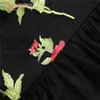 Aelegantmis Frühling Frauen Spitze Kleid Sexy V-ausschnitt Off Schulter Party Damen Vintage Schwarz Floral Stickerei es 210607