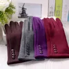 1 Pair Brown Plus Velvet Thickness For Women Men Winter Accessories Button Polyester Fiber Touch Screen Gloves 235x10cm