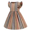 2021 New Fashion Summer Baby Girls Dress Cotton Short Sleeve Striped Kids Clothing Princess Party Children's Wear 2-6 Year Q0716