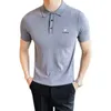 Letnie dzianiny koszule polo mężczyźni stały kolor biznesowy formalny polos społeczny krótki rękaw dorywczo slim streetwear polo hombre 210527