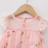 1pc Floral Baby Girl Summer Cotton Flutter-sleeve Tulle Princess Dress 210528