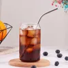 Nordic Style Enkel Kreativ Glasflaska Stor Och Små Mjölk Tumblers Öl Juice Cup Straw Cold Drink Coke