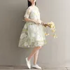 Женские платье женский сарафан лоскутное вышитое кружево винтаж сетки корейский элегантный японский стиль лето 210520