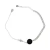 Asinlove Round Black Enamel Zirkoon 925 Sterling Zilveren Asymmetrische Ketting Ankentjes Voor Dames Meisjes Mode Beach Sieraden 2021 Trend