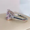 Choucong Ins Top Sell Wedding Ring Handmade Luxury Jewelry Solitaire Princess Cut Pink Topaz Diamond Eternity Statement Women Enga5164418