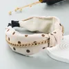 Korean Polka Dot Howknot Headband for Woman Vintage Gold Metal Chain Center Twisted Hairband Girls Party Hair Jewelry