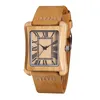 Wristwatches Quartz Watches Wood Mens Clock Unique Design Top Wooden Bamboo Sport Wrist Watch Square Dial Man Women 2022