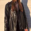 Automne Femme Zipper Vêtements d'extérieur Femmes Faux Cuir Veste Casual Lâche Soft Pu Moto Punk Manteau 210430