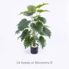 75cm 24頭の大きい人工ヤシの木の背の高い熱帯のモンテラ植物の枝プラスチックカメの葉の家の結婚式の装飾210624