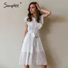 Wysoka talia A-line damska moda drukowane wakacyjne styl wiosna lato wzburzona sukienka casualowa średnia kobieta kobieta 210414