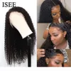 Dla kobiet Malezyjski zamknięcie ISEE Kinky Curly Lace Front Human Hair Wigs1845212