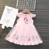 Adorável Meninas Princesa Roupa de Verão Cusual para Little Spruff Sleeve Crianças Moda Boutique Vestido 210529