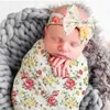 15702 Infant Baby Swaddle Wrap Blanket Florals Wraps Blankets Nursery Bedding Babies Wrapped Cloth med Bowknot Headband Photo Props