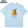 男性ストリートウェア原宿TシャツヒップホップオレンジレタープリントTシャツ2021春夏半袖Tシャツ綿緩い黒H1218