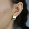 Oorbellen ketting hoge kwaliteit goud kleur helder cz verharde kleine knuffel hoepel voor vrouwen meisjes mode brede band eeuwigheid ring sets groothandel