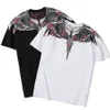 ティーティーTシャツシャツs 20SS MB新しいサフラワーブラックウィングフェザープリント男性と女性のための半袖
