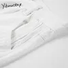YITIMUCENG Beyaz Bayan Denim Şort Artı Boyutu Gevşek Rahat Jean Yırtık Yüksek Waisted Streetwear Yaz Katı Moda 210601