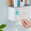 Baispo Magnetisk Adsorption Tandborste Hållare Automatisk Tandkräm Dispenser Toalettartiklar Storage Rack Badrum Tillbehör 210709