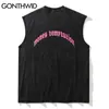 Sleeveless Vest Hip Hop Distressed Poster Punk Rock Gothic Tank Tops Streetwear Mens Harajuku Casual Cotton Tees Shirts 210602