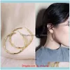 Jewelrysimple And Generous Round Earrings Creative Golden Metal Bamboo Female Fashion Korean Jewelry Hoop & Hie Drop Delivery 2021 Cdpg4