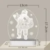 LED Dekoration 3d akryllampa Julklapp USB Batteridriven nattljus Santa Claus Ornaments Heminredning